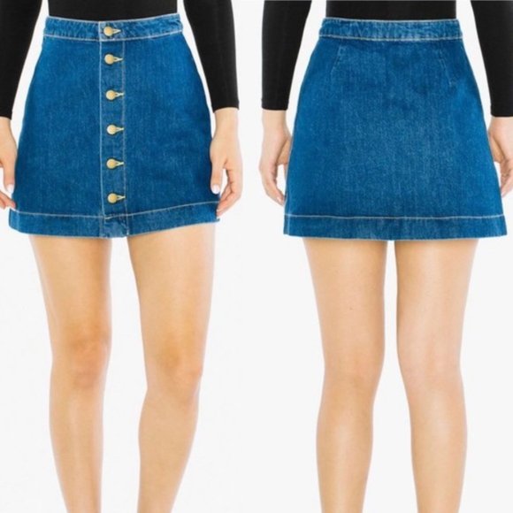 American Apparel Jeans blue button front skirt - Picture 2 of 6